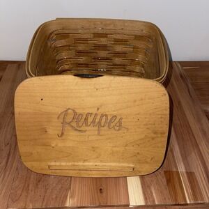 Vtg LONGABERGER Wooden/Woven Country Farmhouse Recipe Basket w Wood Lid Insert